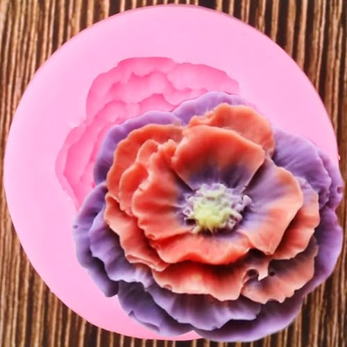 Silikonform mit Blumenmotiv, Pfingstrosen, 5,2 x 5,1 cm, Seifenherstellung für geprägte Zuckerkunst, Hochzeitsdekoration, Kerzenwachs, Harz, handgefertigte Seifenform von DUOLAIYUNSO