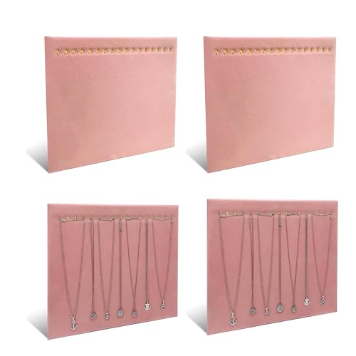Duomilee Halskettenständer zum Verkauf mit 17 Haken, Rosa und Flachs, 37,1 x 30,5 cm, Samt-Halsketten-Display für Schmuck, Halskettenhalter, Organizer, Veranstaltungen, Showcas, Geschäfte (Rosa) von DUOMILEE