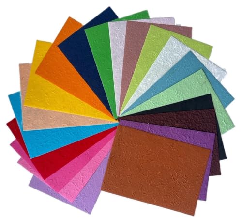 MulberryTree Maulbeerpapier, handgefertigt, A4, dicke Naturfaser, Malen, Schreiben, handgemachtes Papier, dekoratives Papier, Kartenherstellung, Bastelpapier, 20 Stück (20 Farben) von DUONGJAIS BRAND