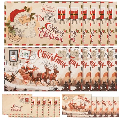 Weihnachtskarten mit Umschlag,12 Stück Klappkarten Weihnachtskarten, Weihnachtskarte Karten für Feiertage Neujahr Weihnachten Postkarten von DUOUPA