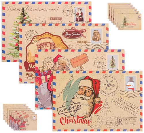 Weihnachtskarten mit Umschlag,12 Stück Klappkarten Weihnachtskarten, Weihnachtskarte Karten für Feiertage Neujahr Weihnachten Postkarten von DUOUPA