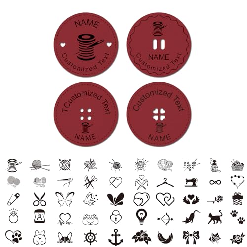 Personalisierte Namensknöpfe Aus Leder Individuelle Nähetiketten Für Handgefertigte Produkte Geschenke Für Mama Oma Strickliebhaber (4 pcs) von DUOYUN