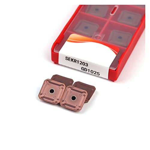 DUPHA CNC-Karbidspitzeneinsätze 10 Stück, SEKR1203 SEKR1504 Fräser Stahl- und Edelstahl-Drehwerkzeuge mit Box for CNC-Elektrowerkzeug (Size : SEKR1203 GD1025, Color : 1Box) von DUPHA