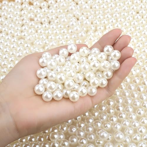 DUQGUHO 10 mm große Perlen zum Basteln, weiße Perlen für Schmuckherstellung, künstliche Perlen mit Löchern, elfenbeinfarben, künstliche Perlen für Armbänder, Kunststoffperlen, 500 Stück DUQGUHO 10 mm große Perlen zum Basteln, weiße Perlen für Schmuckherstellung, künstliche Perlen mit Löchern, elfenbeinfarben, künstliche Perlen für Armbänder, Kunststoffperlen, 500 Stück von DUQGUHO