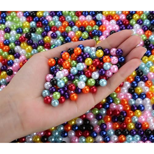 DUQGUHO Bunte Perlen zum Basteln, Kunststoffperlen, weiße Perlen, 6 mm, 500 Stück DUQGUHO Bunte Perlen zum Basteln, Kunststoffperlen, weiße Perlen, 6 mm, 500 Stück von DUQGUHO