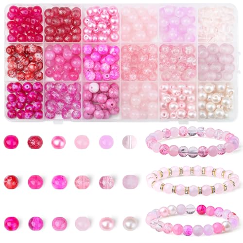 DUQGUHO Glasperlen zum Basteln, 8 mm, orangefarbene Perlen für Schmuckherstellung, 16 Farben, Perlen für Armbänder, Halsketten und Bastelarbeiten, runde Glasperlen, 360 Stück DUQGUHO Glasperlen zum Basteln, 8 mm, orangefarbene Perlen für Schmuckherstellung, 16 Farben, Perlen für Armbänder, Halsketten und Bastelarbeiten, runde Glasperlen, 360 Stück von DUQGUHO