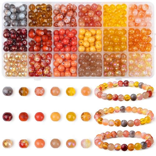 DUQGUHO Glasperlen zum Basteln, orangefarbene Perlen zur Schmuckherstellung, 8 mm, 16 Farben, Perlen für Armbänder, Halsketten und Bastelarbeiten, runde Glasperlen, 360 Stück DUQGUHO Glasperlen zum Basteln, orangefarbene Perlen zur Schmuckherstellung, 8 mm, 16 Farben, Perlen für Armbänder, Halsketten und Bastelarbeiten, runde Glasperlen, 360 Stück von DUQGUHO