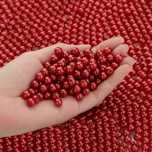 DUQGUHO Rote Perlen zum Basteln, 6 mm, Kunststoffperlen mit Loch, 500 Stück, künstliche Perlen für Hochzeitsdekoration, Großpackung für Schmuckherstellung, DIY, Armband, Halsketten, Ohrringe DUQGUHO Rote Perlen zum Basteln, 6 mm, Kunststoffperlen mit Loch, 500 Stück, künstliche Perlen für Hochzeitsdekoration, Großpackung für Schmuckherstellung, DIY, Armband, Halsketten, Ohrringe von DUQGUHO