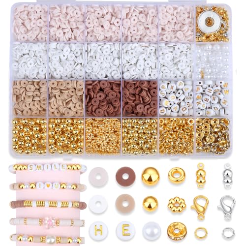 DUQGUHO Tonperlen-Set für Erwachsene, 3340 Stück, Freundschaftsarmband-Perlen, 6 mm, rosa Perlen für Armbänder, Schmuckherstellungs-Sets mit Buchstabenperlen, Abstandshalter-Perlen, goldene Perlen für DUQGUHO Tonperlen-Set für Erwachsene, 3340 Stück, Freundschaftsarmband-Perlen, 6 mm, rosa Perlen für Armbänder, Schmuckherstellungs-Sets mit Buchstabenperlen, Abstandshalter-Perlen, goldene Perlen für von DUQGUHO
