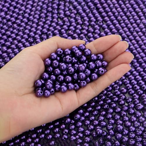 DUQGUHO Violette Perlen zum Basteln, 6 mm, Kunststoffperlen mit Loch, 500 Stück, künstliche Perlen für Hochzeitsdekoration, Großpackung für Schmuckherstellung, DIY, Armband, Halsketten, Ohrringe von DUQGUHO