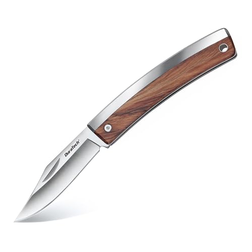DURATECH Taschenmesser Klappmesser mit Holzgriff, 170mm Einhandmesser Camping & Outdoor Messer aus Edelstahl von DURATECH