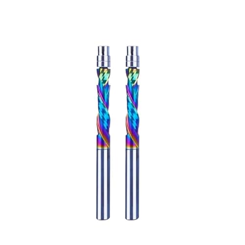 Schaftfräser 2 Stück DLC-beschichteter Vollhartmetall-Lagerfräser, 2-schneidig, spiralförmiger Bündigfräser, 8 mm Trimmer(WTUD2F-D6.0-L28-DLC) von DURAVIK