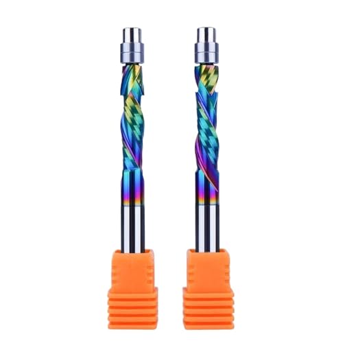 Schaftfräser 2 Stück DLC-beschichteter Vollhartmetall-Lagerfräser, 2-schneidig, spiralförmiger Bündigfräser, 8 mm Trimmer(WTUD2F-D8.0-L32-DLC) von DURAVIK