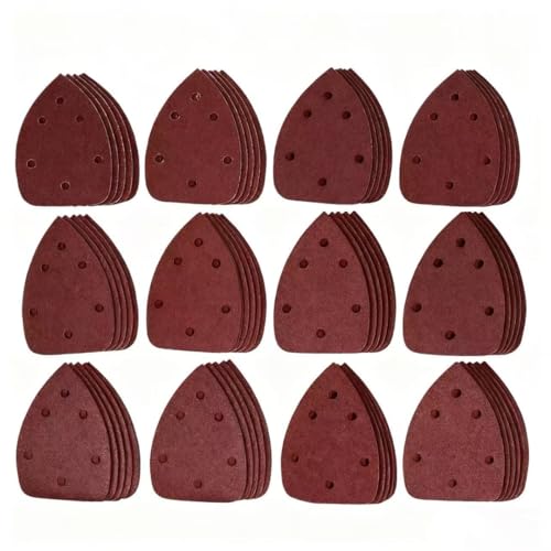 Schleifpapier, 6 Löcher, dreieckige Schleifpads, Körnung 40, 60, 80, 120, 180, 240, 400, 70 Stück, verschiedene Körnungen von DUSJVYUE