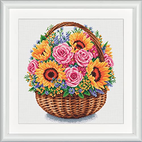 DUTCH STITCH BROTHERS - Gezählter Kreuzstich Kit - DSB011L - Blumenkorb - Leine weiß - 32 x 32 cm - DIY für Erwachsene DUTCH STITCH BROTHERS - Gezählter Kreuzstich Kit - DSB011L - Blumenkorb - Leine weiß - 32 x 32 cm - DIY für Erwachsene von DUTCH STITCH BROTHERS