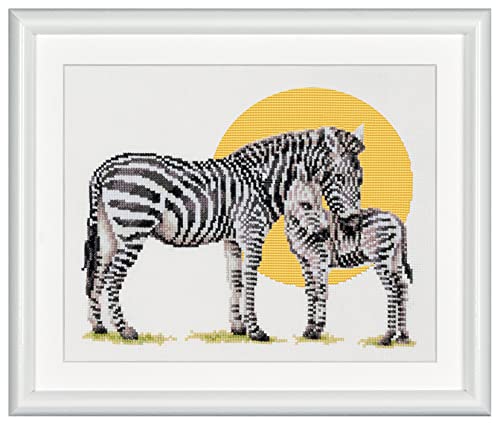 DUTCH STITCH BROTHERS - Gezählter Kreuzstich Kit - DSB006L - Safari Zebra - Leine weiß - 21 x 25 cm - Stick-Kit für Erwachsene von DUTCH STITCH BROTHERS