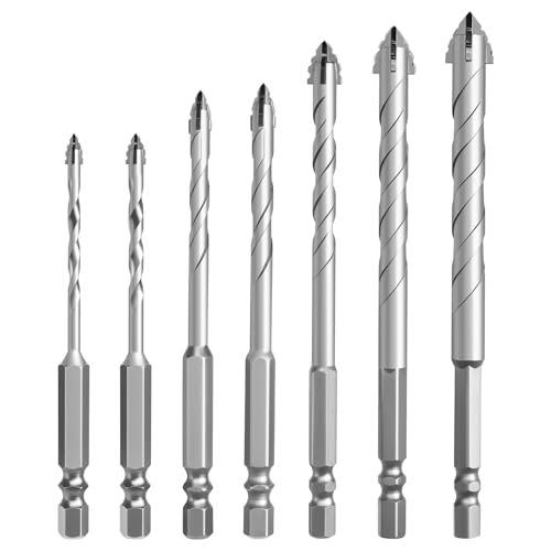 7 Teiliger Exzenterbohrer Set Sägezahnbohrer Vierschneidiger Sägezahn Exzenterbohrer Multifunktions Bohrersets für Beton Glas Keramik Holz Metall Bohren (3/4/5/6/8/10/12 mm) von DUTIFUL