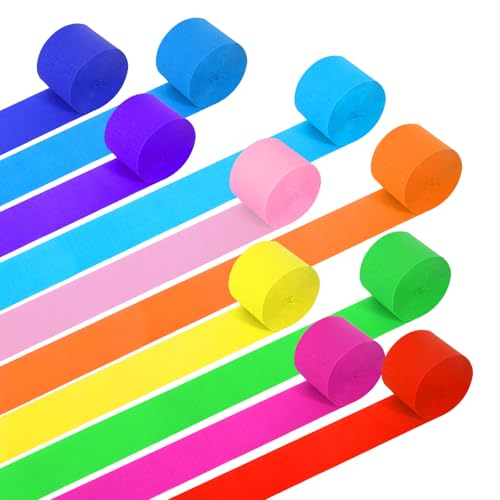 Krepppapier 10 Rollen Krepppapier Bunt Regenbogen Krepppapier Luftschlangen Kreppband Bunt Kreppbänder für Partydeko Geburtstagsdeko Hochzeitsdekoration (4.5CMx25M) von DUTIFUL