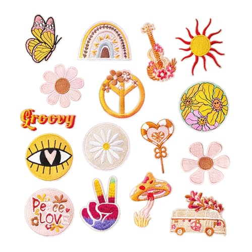 Hippie Flicken 16 Stück Hippie Aufnäher zum Bügeln Vintage Bügel Patches Gestickt Reparatur Decoractive Patches für Kleidung Rucksack Jacken Jeans Hemd DIY Handwerk Hippie Flicken 16 Stück Hippie Aufnäher zum Bügeln Vintage Bügel Patches Gestickt Reparatur Decoractive Patches für Kleidung Rucksack Jacken Jeans Hemd DIY Handwerk von DUTIFUL