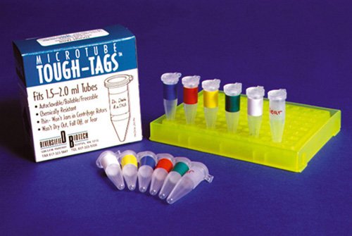 DUTSCHER 053173 Tough-Tags Etiketten farbig sortiert 33 x 13 mm für Mikroschläuche 1,5 und 2 ml von DUTSCHER