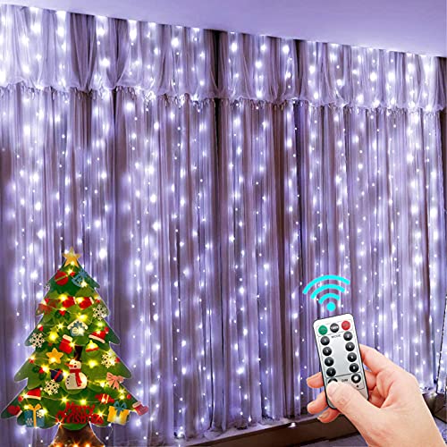 DUVERT LED Lichterkette mit Haken, LED-Lichterkette Vorhang 3 m lang (1 m/2 m/3 m hoch), LED-Streifen, Stirnband für Dekoration für Hochzeit und Weihnachten, USB-Fernbedienung, (Kaltweiß, 3 m x 1 m) von DUVERT
