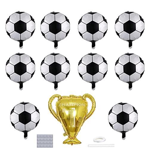 11 Stück Fußball Party Ballons Gold Champion Trophy Ballons Fußball Folie Polyester Ballon Dekoration Fußball Fußball Thematische Geburtstagsparty Weltmeisterschaft Party von DUXUANT