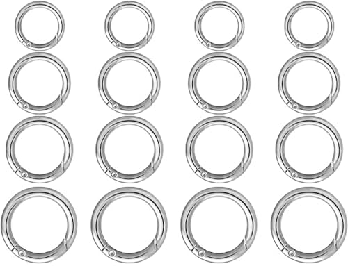 16 Stück Zinklegierung Runde Trigger Karabiner Karabinerhaken Haken O Ring Metall sichere Halterung langlebig rostfrei für Taschen Geldbörsen Organisieren Zubehör (4 Größe) von DUXUANT
