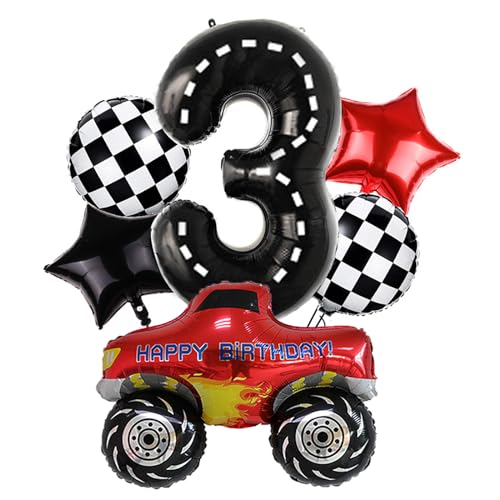 3th Race Car Balloons Set,Große Monster Truck Ballons Zielflagge Ballon Stern Ballon für Kids Race Car Birthday Party Racing Theme Party Dekorationen 3th Race Car Balloons Set,Große Monster Truck Ballons Zielflagge Ballon Stern Ballon für Kids Race Car Birthday Party Racing Theme Party Dekorationen von DUXUANT