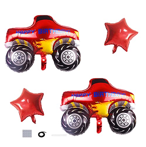 4 Stück große Monster Truck Party-Ballons, Folienballons mit Autorennmotiv und rotem Stern für Jungen, Kindergeburtstagsdekoration, Cars-Thema Dekorations 4 Stück große Monster Truck Party-Ballons, Folienballons mit Autorennmotiv und rotem Stern für Jungen, Kindergeburtstagsdekoration, Cars-Thema Dekorations von DUXUANT