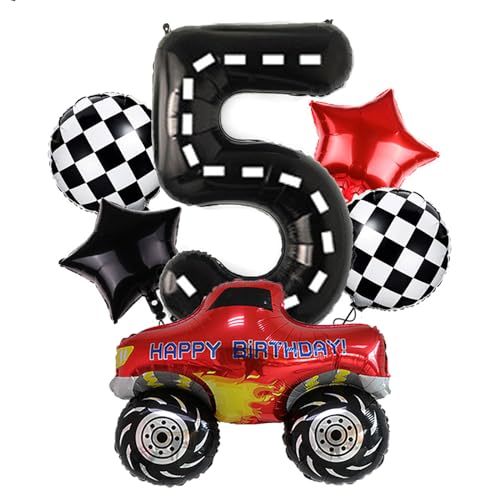 5th Race Car Balloons Set,Große Monster Truck Ballons Zielflagge Ballon Stern Ballon für Kids Race Car Birthday Party Racing Theme Party Dekorationen 5th Race Car Balloons Set,Große Monster Truck Ballons Zielflagge Ballon Stern Ballon für Kids Race Car Birthday Party Racing Theme Party Dekorationen von DUXUANT