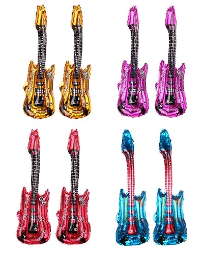 8 Stück riesige Gitarre Aluminium Folie Ballon Rock Star Ballon Set Wasserdicht Party Requisiten Gitarren für Musikinstrument Thema Karaoke Festival Konzert Karneval Rock and Roll Party von DUXUANT