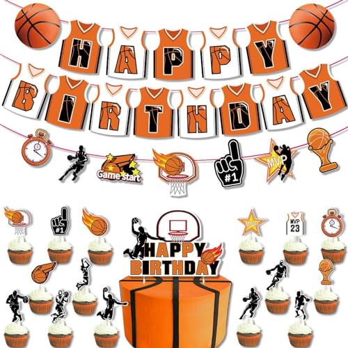 DUXUANT Basketball Thema Kuchen Topper Geburtstag Set Basketball Cupcake Topper Basketball Thema Dekorationen für Jungen Mädchen Geburtstag Party Supplies von DUXUANT