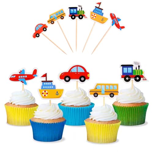 DUXUANT Cupcake-Aufsätze, 30 Stück, für Schule, Bus, Auto, Schiff, Zug, Flugzeug, Cupcake-Picks, Babyparty, Geburtstagsparty, Kuchendekoration DUXUANT Cupcake-Aufsätze, 30 Stück, für Schule, Bus, Auto, Schiff, Zug, Flugzeug, Cupcake-Picks, Babyparty, Geburtstagsparty, Kuchendekoration von DUXUANT
