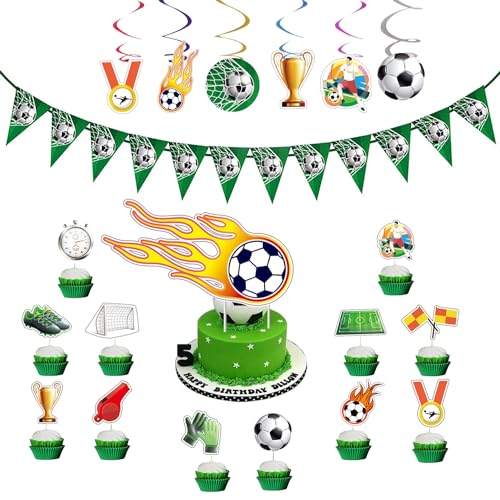 DUXUANT Tortenaufsatz mit Fußball-Motiv, Geburtstagsset, Fußball, Cupcake-Aufsatz, Fußball-Themen-Dekorationen für Jungen und Mädchen, Geburtstagsparty-Zubehör (2) von DUXUANT