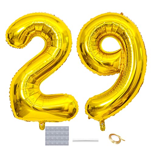 Gold 29. Geburtstag Luftballons Dekoration,40“ Riesen Zahl 29 Folienballons Abschlussball Luftballons Babyshower Geburtstag Party Hochzeitstag Foto Requisiten Deko von DUXUANT