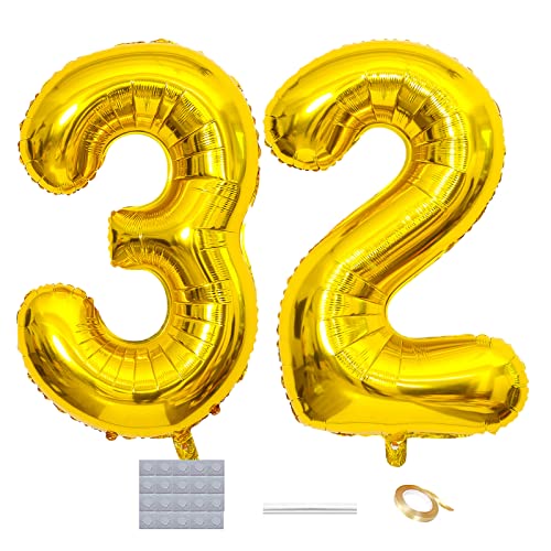 Gold 32. Geburtstag Luftballons Dekoration,40“ Riesen Zahl 32 Folienballons Abschlussball Luftballons Babyshower Geburtstag Party Hochzeitstag Foto Requisiten Deko Gold 32. Geburtstag Luftballons Dekoration,40“ Riesen Zahl 32 Folienballons Abschlussball Luftballons Babyshower Geburtstag Party Hochzeitstag Foto Requisiten Deko von DUXUANT