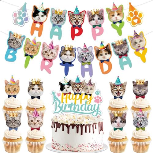 Pet Cat Theme Cake Topper Birthday Set Happy Birthday Banner Cupcake Topper Cat Theme Picks Decoration for Boys Girls Birthday Party Supplies Pet Cat Theme Cake Topper Birthday Set Happy Birthday Banner Cupcake Topper Cat Theme Picks Decoration for Boys Girls Birthday Party Supplies von DUXUANT