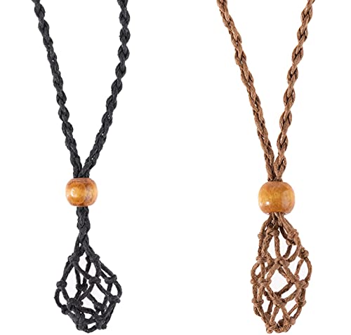 DUjuanhong Halskette Schnur Leere Steinhalter,2 Stücke Vintage Geflochtene Halskette Schnur,Kristall Halskette Halter,für Kristalle, Stein Halskette Schnur, DIY Schmuck. von DUjuanhong
