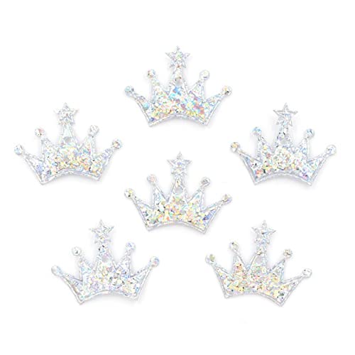 Bügelflicken 100 stücke 18 * 25mm Bunte Silber Krone Tuch Applique for Handwerk/Hochzeit/Kleidung Dekor Patch Scrapbooking DIY. Kartenzubehör Flicken Zum Aufbügeln von DUnLap
