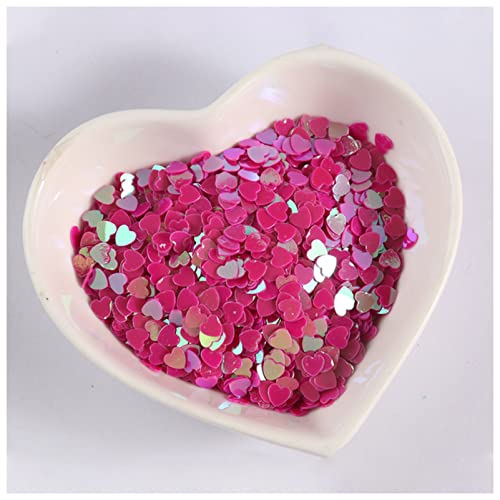Konfetti 2.7-5.5mm Magic Color Heart Form Pailletten Bunte Konfetti Paillettes Nail Art Decor DIY. Material Spangle Nailart. Oblique unique konfetti (Color : Magic Rose Red, Size : 5.5mm) von DUnLap