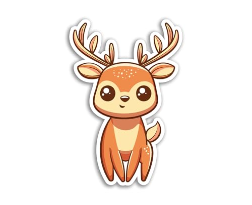 2 x 10 cm Reh-Vinyl-Aufkleber – Rehkitz, wilde Waldtiere, Kawaii-Charaktere, Kinder, Cartoon, niedliche Mädchen und Jungen, Scrapbook-Aufkleber #82010 von DV DESIGN