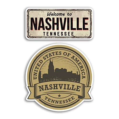 2 x 10 cm breite Nashville Vinyl-Aufkleber – Amerika USA USA Tennessee Reisegeschenk #78547 von DV DESIGN