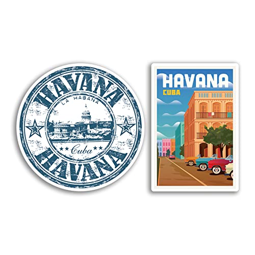 2 x 10 cm große Havanna Vinyl-Aufkleber – Cuba Cuban Holiday Capital City Travel Gift #78550 von DV DESIGN