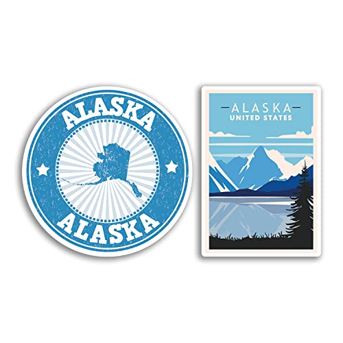 2 x 10 cm hohe Alaska Vinyl-Aufkleber – United States US Amerika Urlaub Karte Reise Geschenk #78542 von DV DESIGN