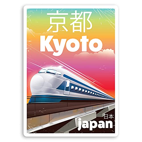 2 x 10 cm hohe Kyoto Japan Vinyl-Aufkleber – Bullet Train Reise Stadt Aufkleber #70191 von DV DESIGN