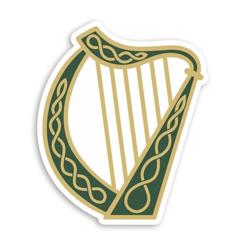 2 x 10 cm irische Harfe Vinyl-Aufkleber – Irland-Symbol-Aufkleber #70873 von DV DESIGN