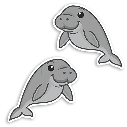 2 x 10 cm niedliche Seekuh-Vinyl-Aufkleber #70609 – Meereskuh Tier Cartoon-Aufkleber # 70609 von DV DESIGN