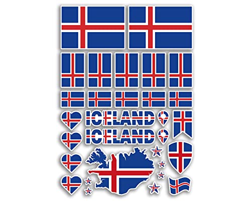 A4 Aufkleber Bogen Island Flaggen Vinyl Aufkleber – Island Land Europa Welt Nationalflagge Urlaub Reisen Urlaub Auto Ästhetik #80053 von DV DESIGN