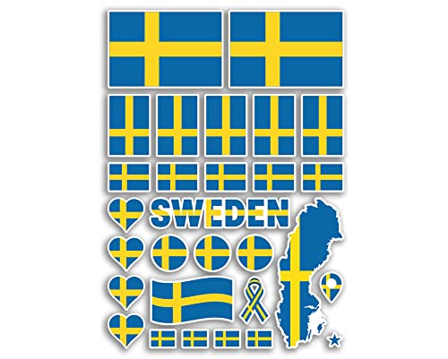 A4 Aufkleber Bogen Schweden Flaggen Vinyl Aufkleber – Schwedisches Land Europa Welt Nationalflagge Urlaub Reise Urlaub Auto Ästhetisch #80047 von DV DESIGN