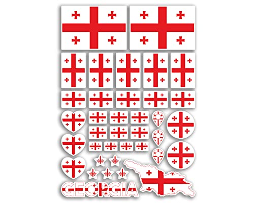 A4 Aufkleberbogen Georgia Flaggen Vinyl Aufkleber – Georgian Country Europe World National Flagge Urlaub Reisen Urlaub Auto Ästhetik #80072 von DV DESIGN
